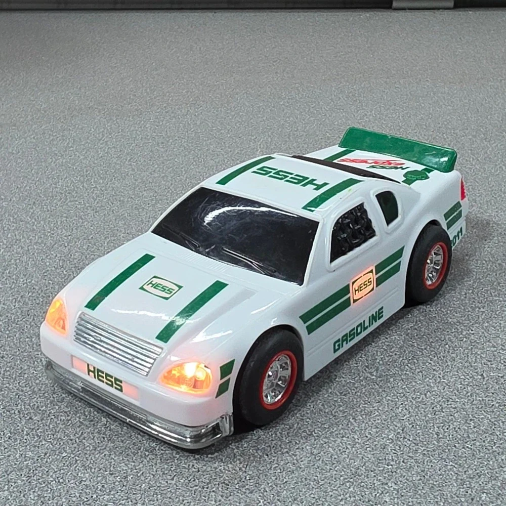 Hess Race Car Toy 2011 White Green Excellent Working Lights Stock Car